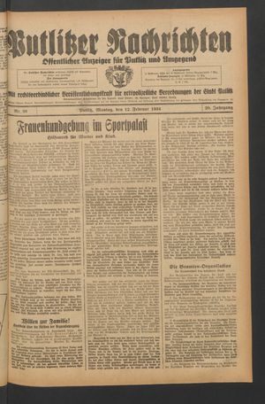 Putlitzer Nachrichten on Feb 12, 1934