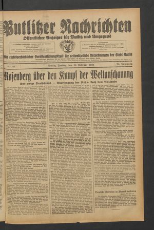 Putlitzer Nachrichten on Feb 23, 1934