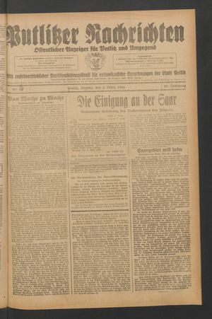 Putlitzer Nachrichten on Mar 3, 1934