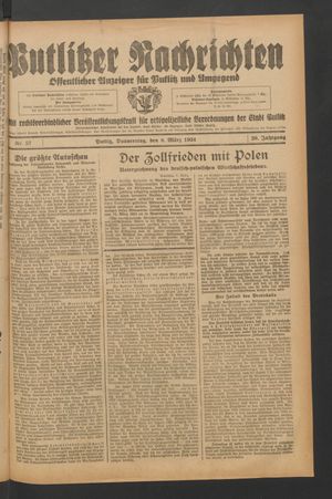 Putlitzer Nachrichten vom 08.03.1934