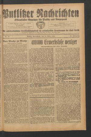 Putlitzer Nachrichten on Mar 10, 1934
