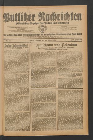 Putlitzer Nachrichten vom 16.03.1934