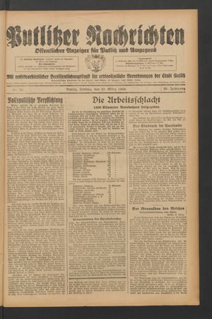 Putlitzer Nachrichten on Mar 23, 1934