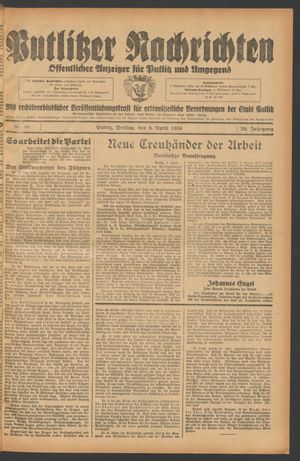 Putlitzer Nachrichten on Apr 6, 1934