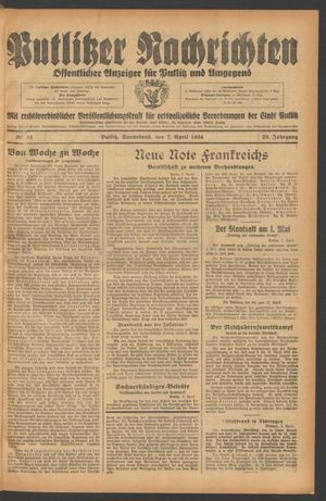 Putlitzer Nachrichten on Apr 7, 1934