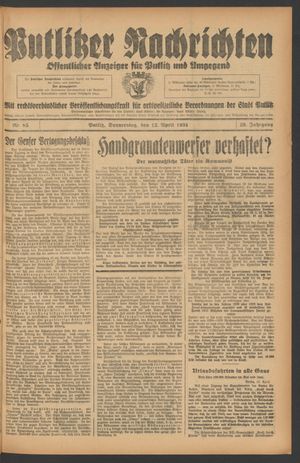 Putlitzer Nachrichten on Apr 12, 1934