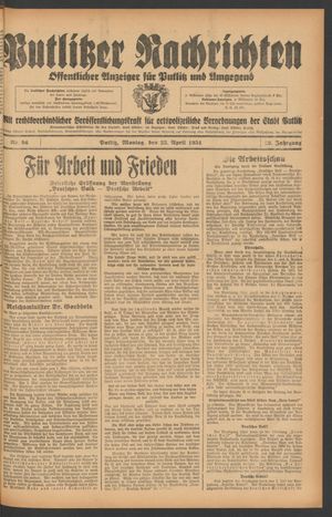 Putlitzer Nachrichten on Apr 23, 1934