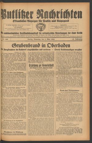 Putlitzer Nachrichten vom 08.05.1934