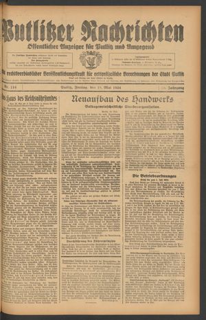 Putlitzer Nachrichten on May 18, 1934