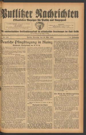 Putlitzer Nachrichten on May 22, 1934
