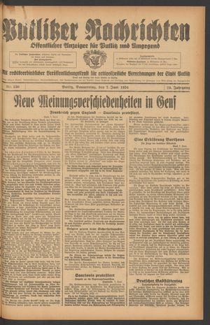 Putlitzer Nachrichten vom 07.06.1934