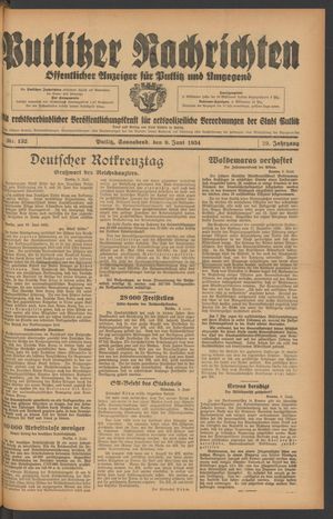 Putlitzer Nachrichten on Jun 9, 1934