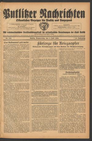 Putlitzer Nachrichten vom 05.07.1934