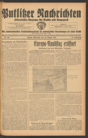 Putlitzer Nachrichten on Aug 29, 1934