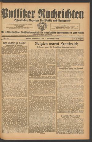 Putlitzer Nachrichten on Sep 1, 1934