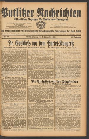 Putlitzer Nachrichten on Sep 7, 1934