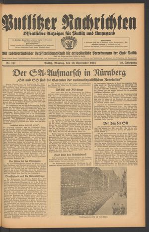 Putlitzer Nachrichten on Sep 10, 1934