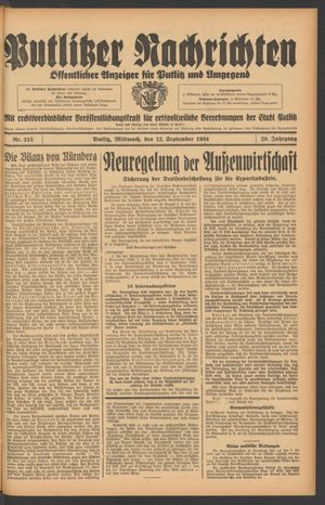 Putlitzer Nachrichten on Sep 12, 1934