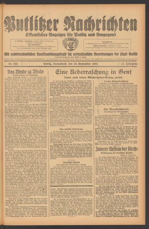 Putlitzer Nachrichten on Sep 22, 1934
