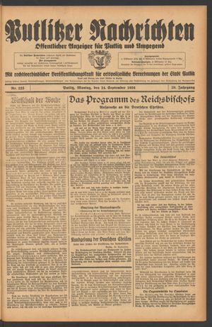 Putlitzer Nachrichten on Sep 24, 1934