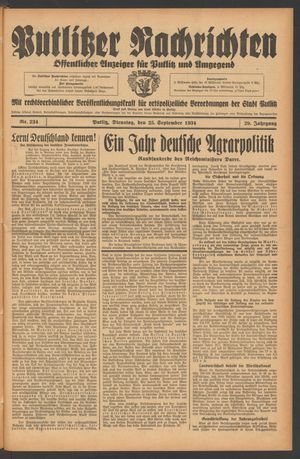 Putlitzer Nachrichten on Sep 25, 1934
