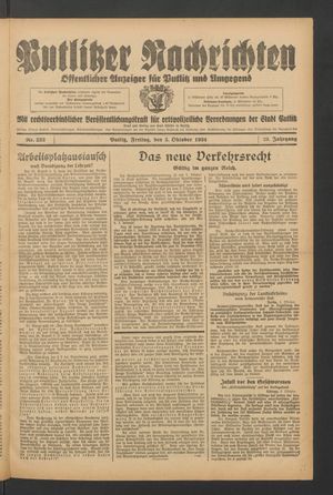 Putlitzer Nachrichten vom 05.10.1934