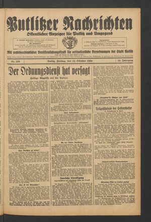 Putlitzer Nachrichten on Oct 12, 1934