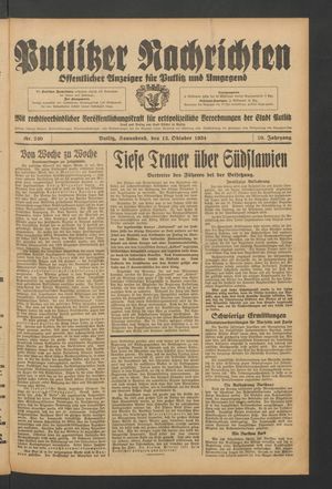 Putlitzer Nachrichten vom 13.10.1934