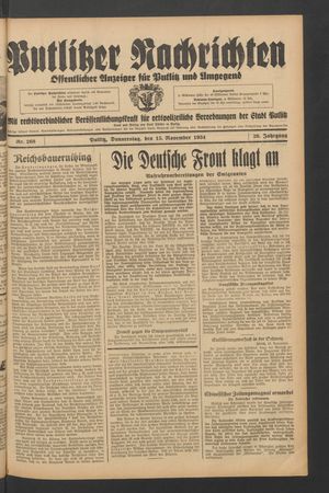 Putlitzer Nachrichten vom 15.11.1934