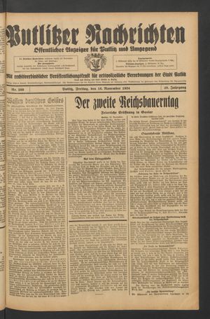 Putlitzer Nachrichten on Nov 16, 1934