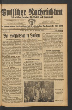 Putlitzer Nachrichten on Nov 30, 1934