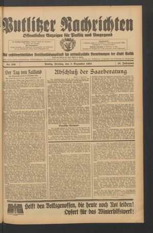 Putlitzer Nachrichten on Dec 7, 1934