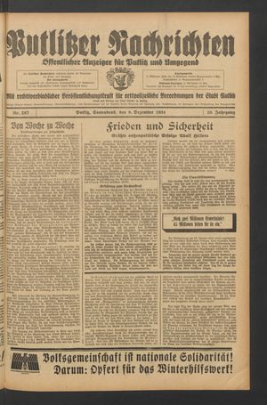 Putlitzer Nachrichten on Dec 8, 1934