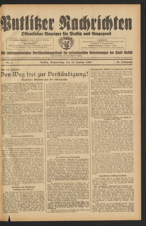 Putlitzer Nachrichten vom 10.01.1935