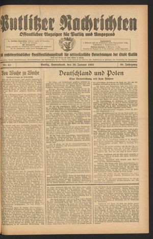 Putlitzer Nachrichten vom 26.01.1935