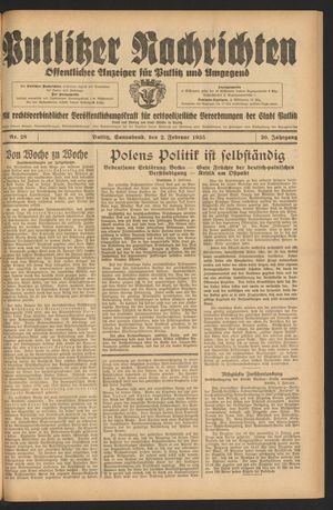 Putlitzer Nachrichten vom 02.02.1935