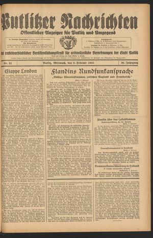 Putlitzer Nachrichten on Feb 6, 1935
