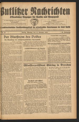 Putlitzer Nachrichten on Feb 11, 1935