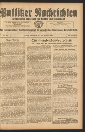 Putlitzer Nachrichten on Feb 20, 1935