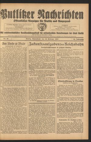 Putlitzer Nachrichten on Feb 23, 1935