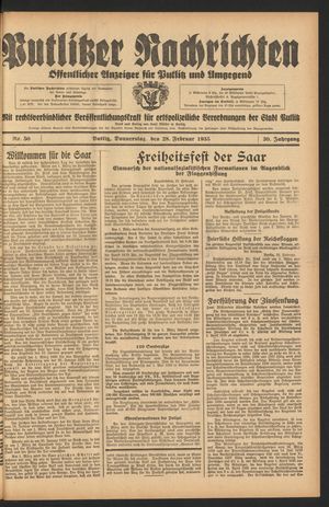 Putlitzer Nachrichten on Feb 28, 1935