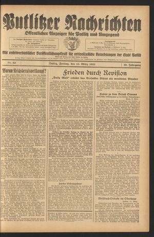 Putlitzer Nachrichten vom 15.03.1935
