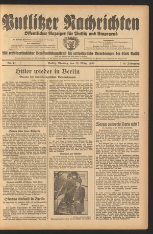 Putlitzer Nachrichten on Mar 25, 1935