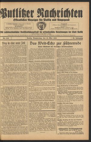 Putlitzer Nachrichten vom 23.05.1935