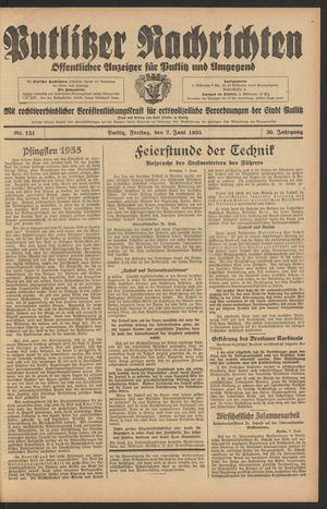 Putlitzer Nachrichten on Jun 7, 1935