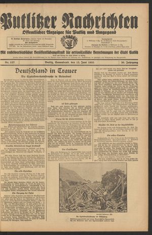 Putlitzer Nachrichten vom 15.06.1935