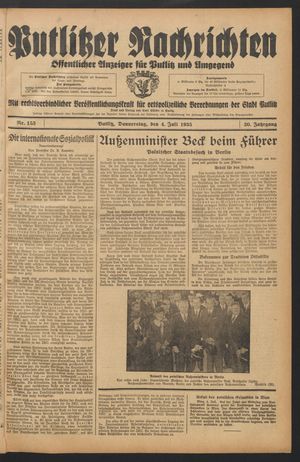 Putlitzer Nachrichten vom 04.07.1935