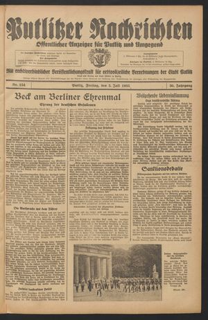 Putlitzer Nachrichten vom 05.07.1935
