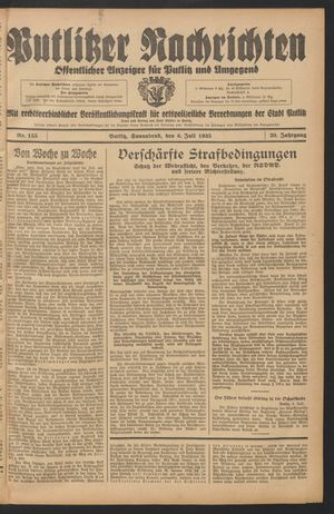 Putlitzer Nachrichten vom 06.07.1935
