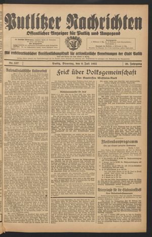 Putlitzer Nachrichten vom 09.07.1935